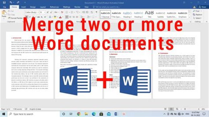 How do I merge two separate documents in Word?