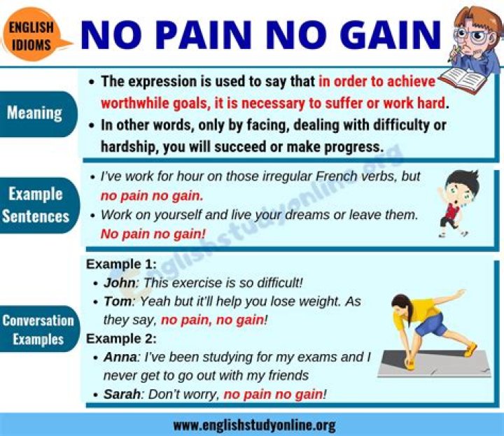 How do you use no pain without gain in a sentence?
