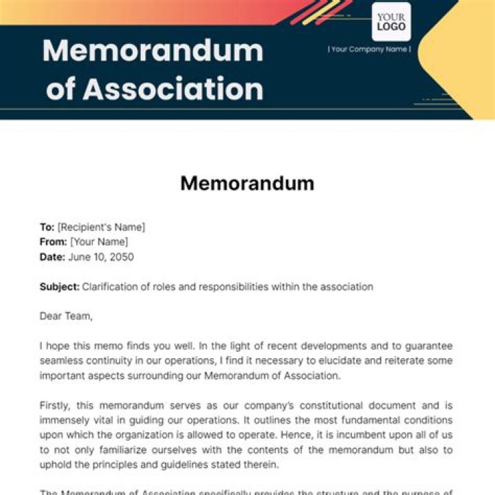 How do you write a memorandum of association?