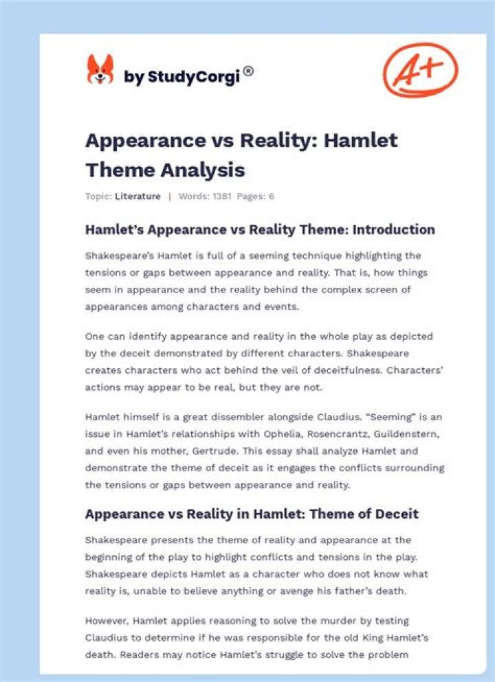 How is appearance and reality shown in Hamlet?