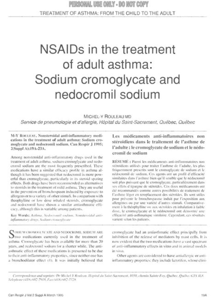 Is sodium cromoglycate used in asthma?