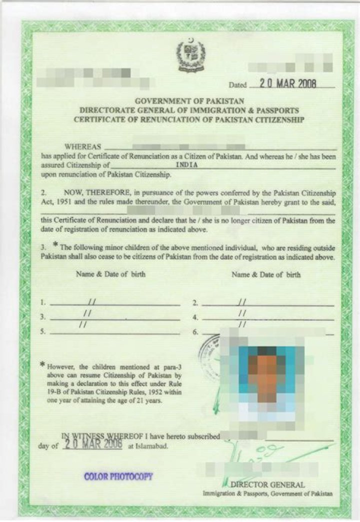 Is surrender certificate same as renunciation certificate?