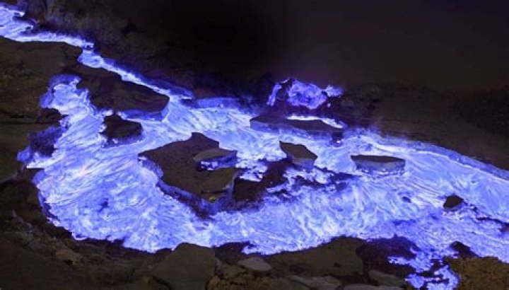Is there a volcano with blue lava?