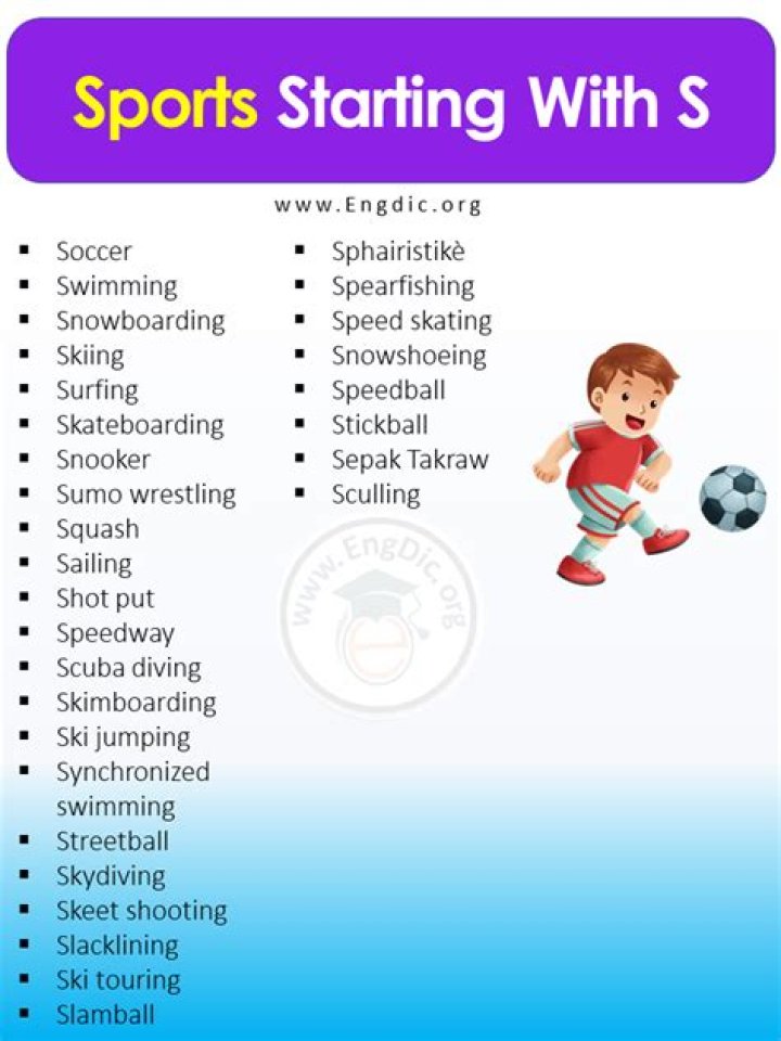 What are sports that start with an S?