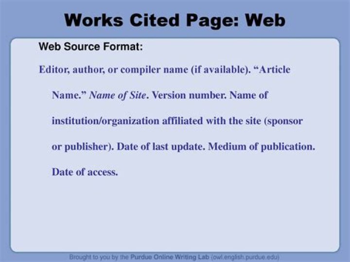 What information needs to be on a works cited page for Internet resources?
