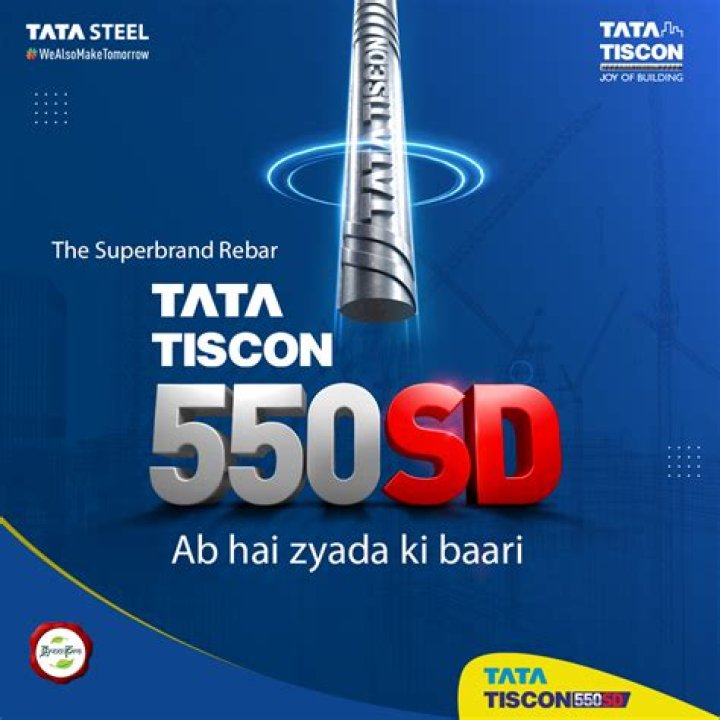 What is the rate of Tata Tiscon steel?