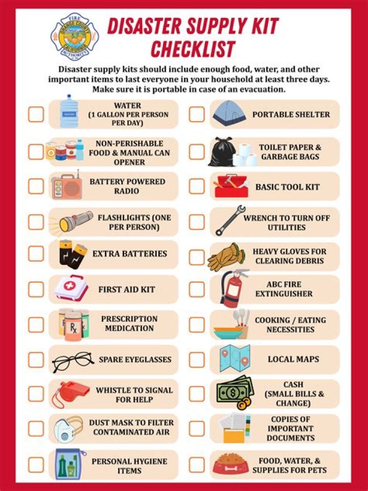What should be in a disaster preparedness kit?
