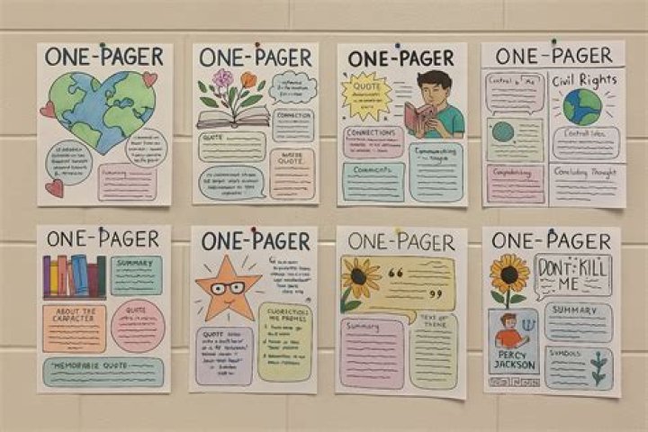 What should be on a one pager for a book?