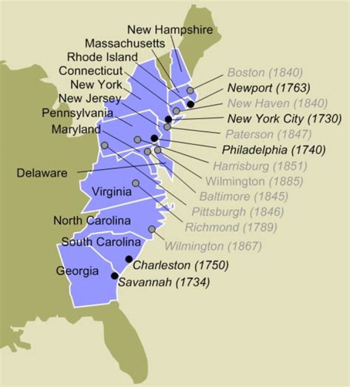 What were the capitals of the 13 colonies?