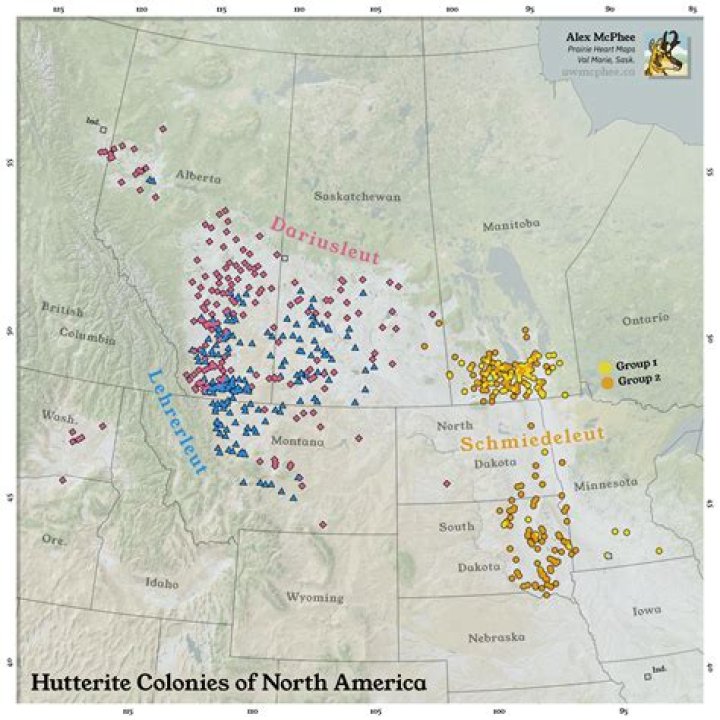 Where are Hutterite colonies in Alberta?