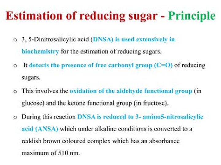 Which method is used for estimation of reducing sugars?